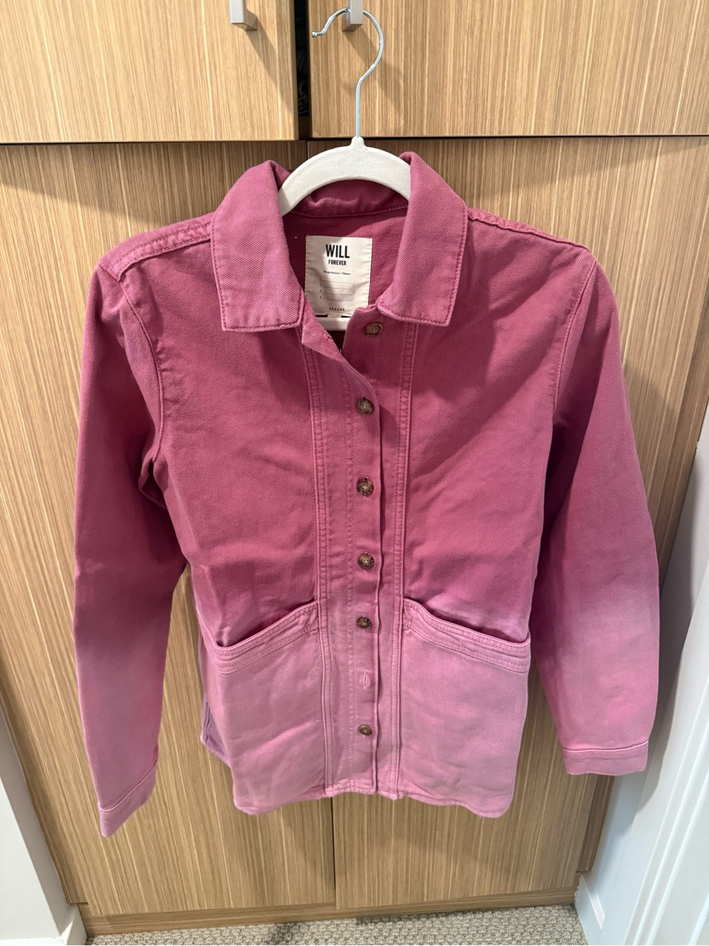 Sezane Pink Ombre Button-Front Jean Jacket - Picture 2 of 4